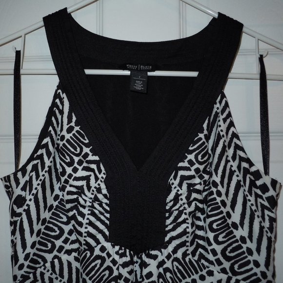 White House Black Market Sleeveless V-Neck Tribal Print HiLo Dress Sz 2 EUC $170 - Picture 11 of 14